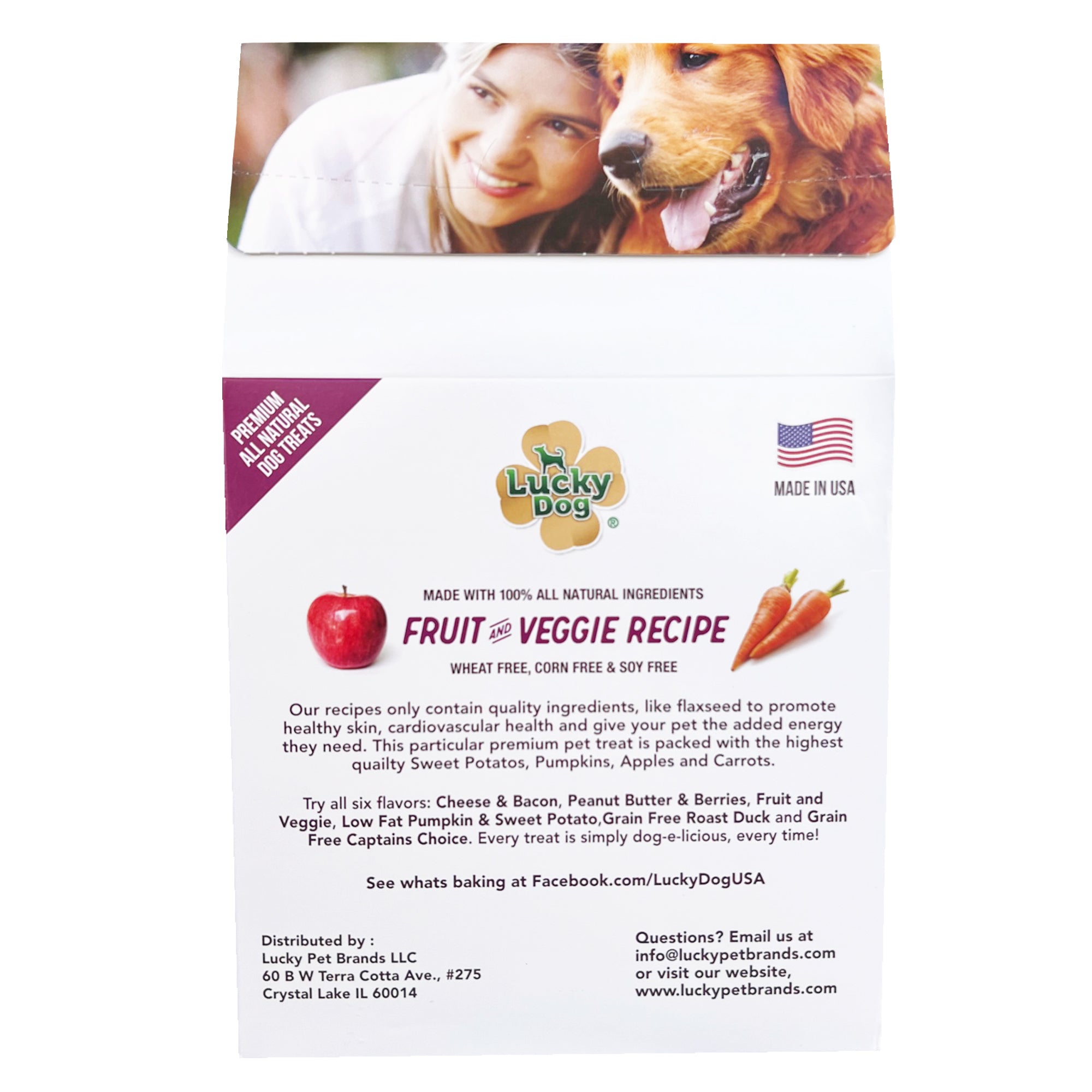 Lucky Dog Grain Free Fruit Veggie Dog Treats 3 Pack Bundle